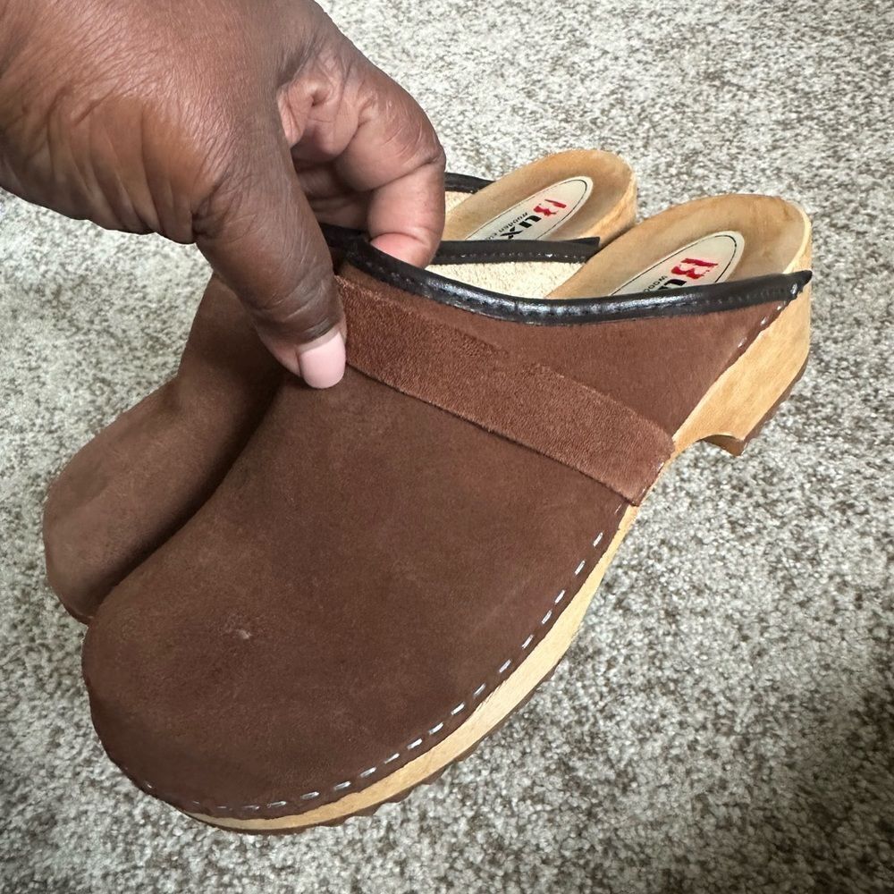 Buxa Brown Suede Women’s Clogs 38/7 - Picture 4 of 9